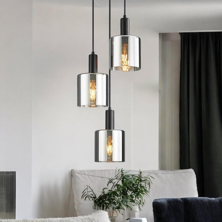 Lustra Abajur Fumuriu SAVIO Suport Rotund 3xE27