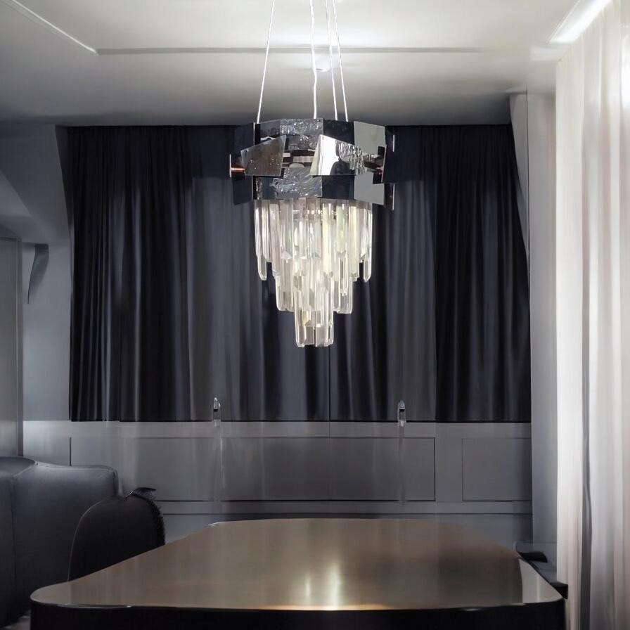 Candelabru Cristal Modern Troy Negru Lucios