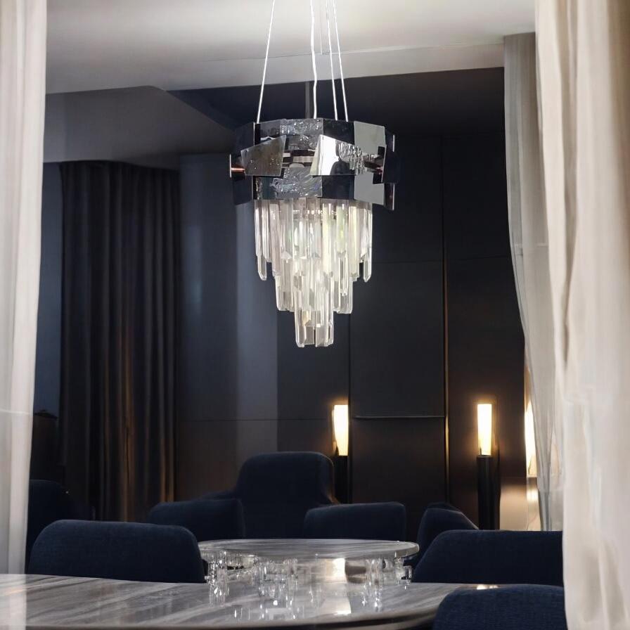 Candelabru Cristal Modern Troy Negru Lucios