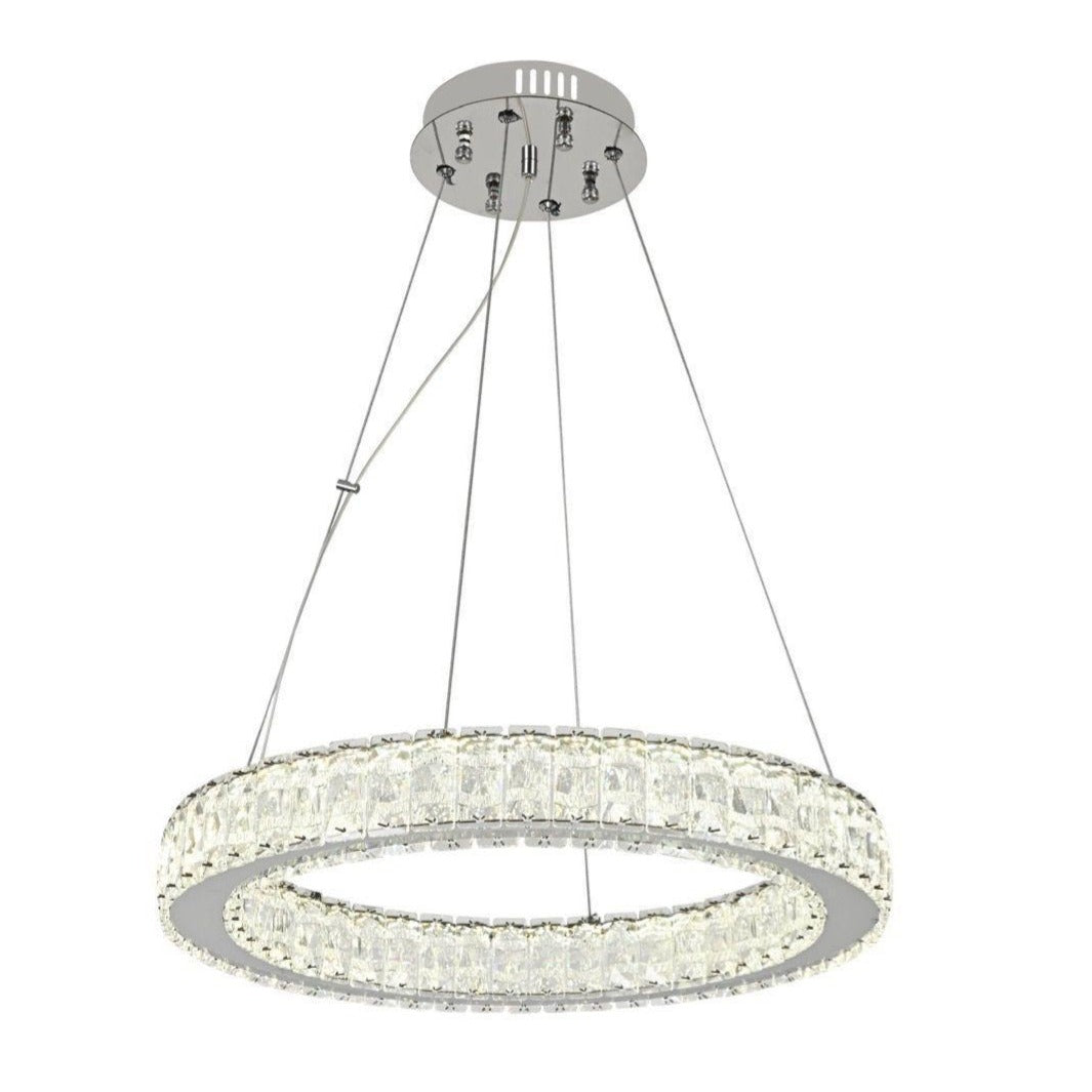 Lustra LED Cristal 1 Segment Rotund Chrome Echivalent 300W Telecomanda