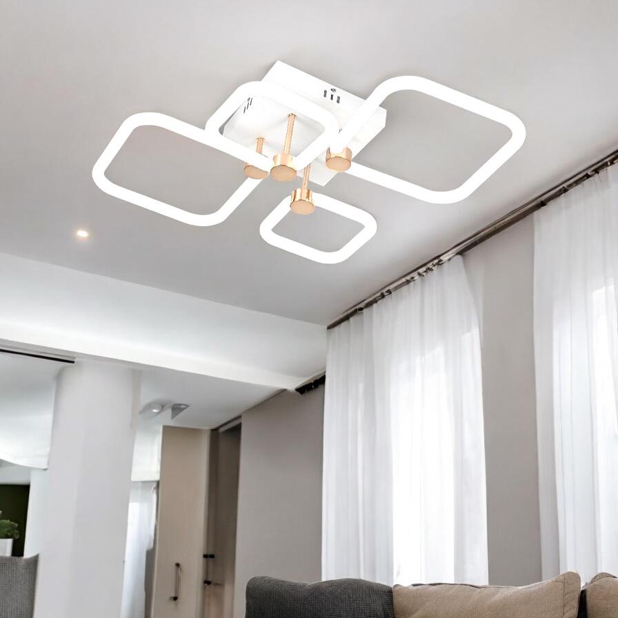 Lustra LED 2+2 DIAMOND Alb+Auriu Echivalent 400W Telecomanda