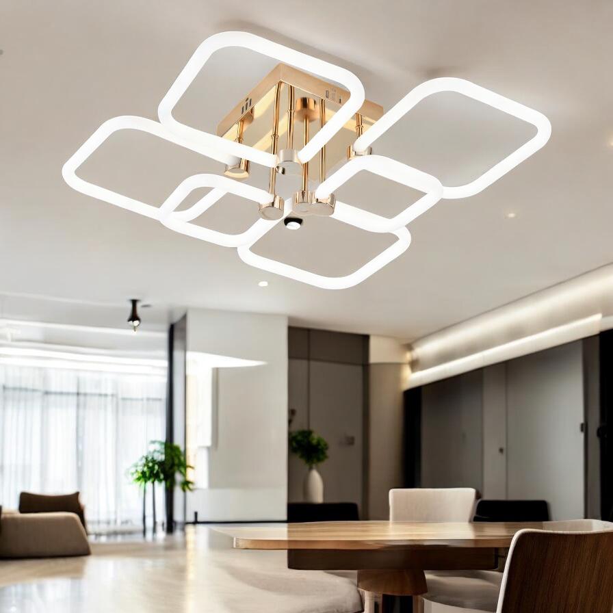 Lustra LED 4+2 DIAMOND Alb+Auriu Echivalent 600W Telecomanda