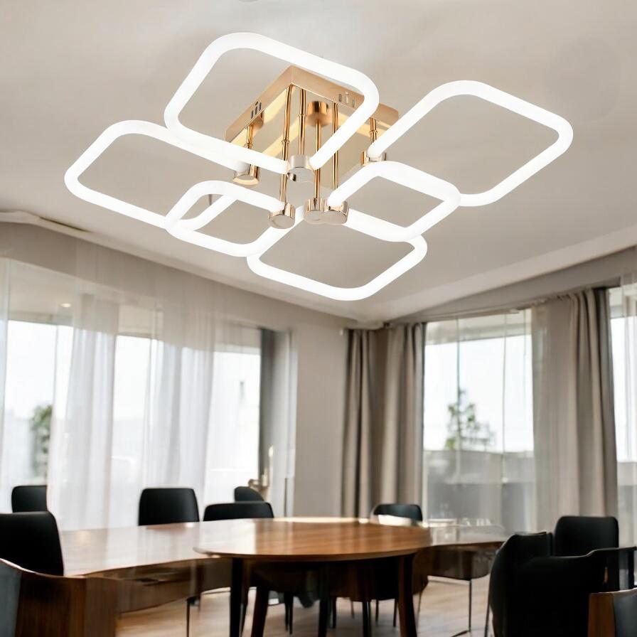 Lustra LED 4+2 DIAMOND Alb+Auriu Echivalent 600W Telecomanda