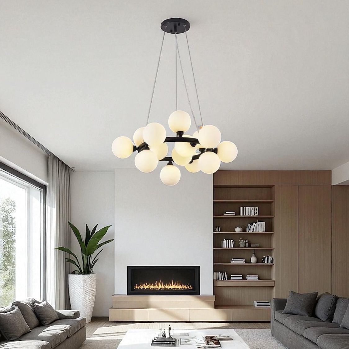 Lustra Abajur MAT Black Rotunda 15xG9 50CM