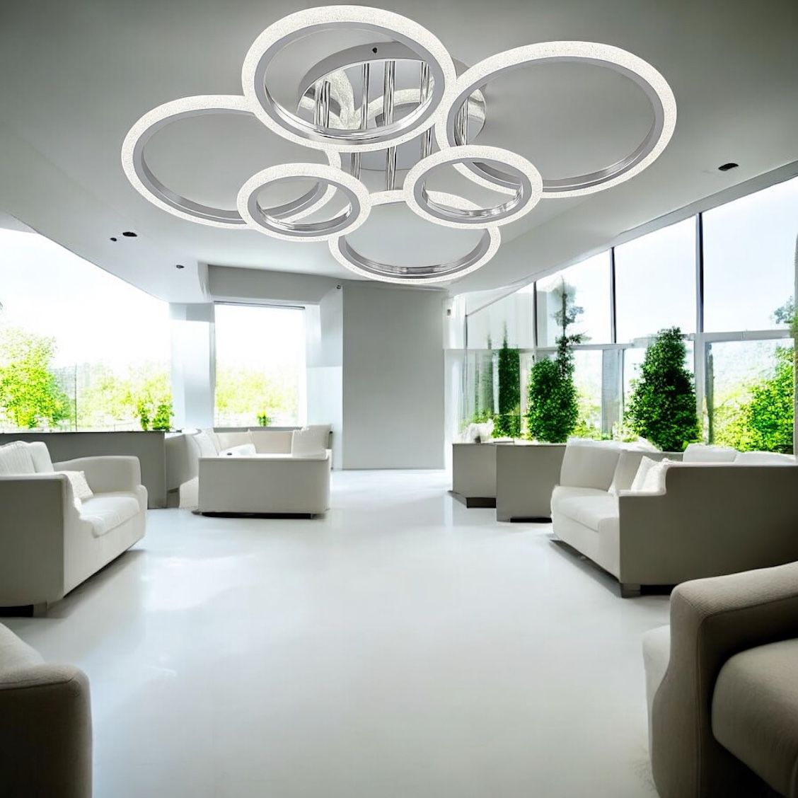 Lustra LED Maxi Brevia Silver 4+2 Circle Echivalent 800W Telecomanda