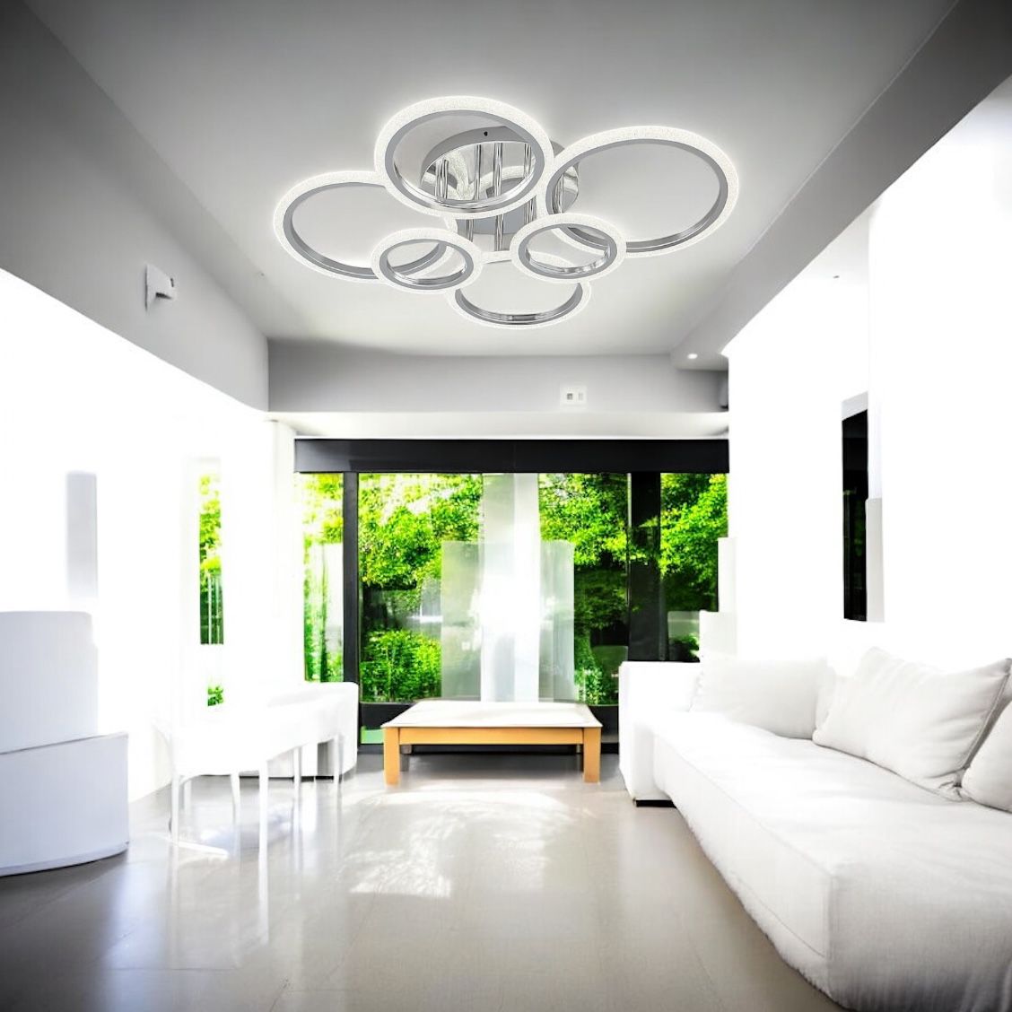 Lustra LED Maxi Brevia Silver 4+2 Circle Echivalent 800W Telecomanda