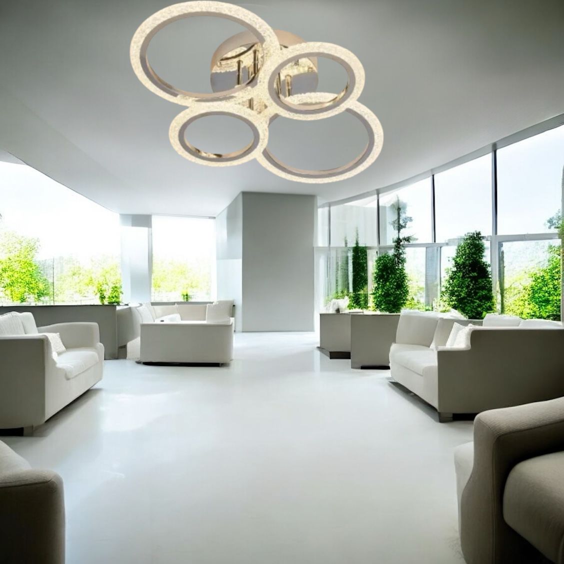 Lustra LED Mini Brevia Silver 2+2 Circle Echivalent 400W Telecomanda