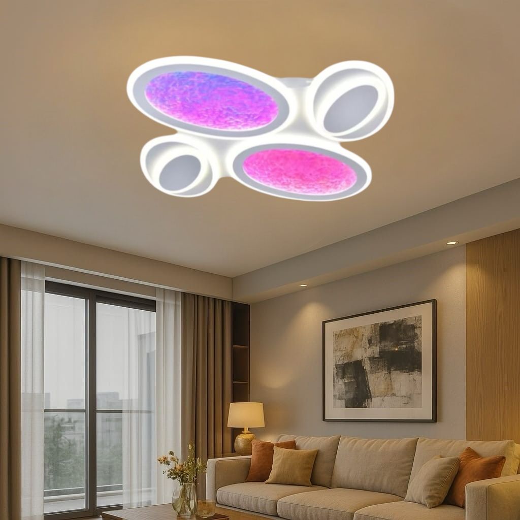 Lustra LED RGB SIERA 4 Ovals 3 Functii Echivalent 600W Telecomanda