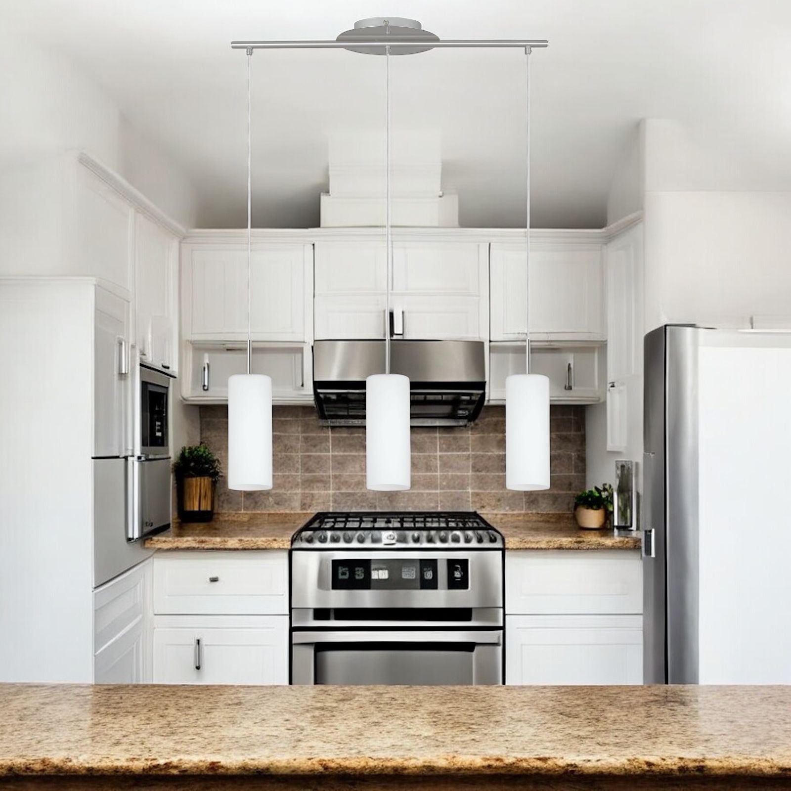 Lustra Suspendata TROY 3 Silver 110CM