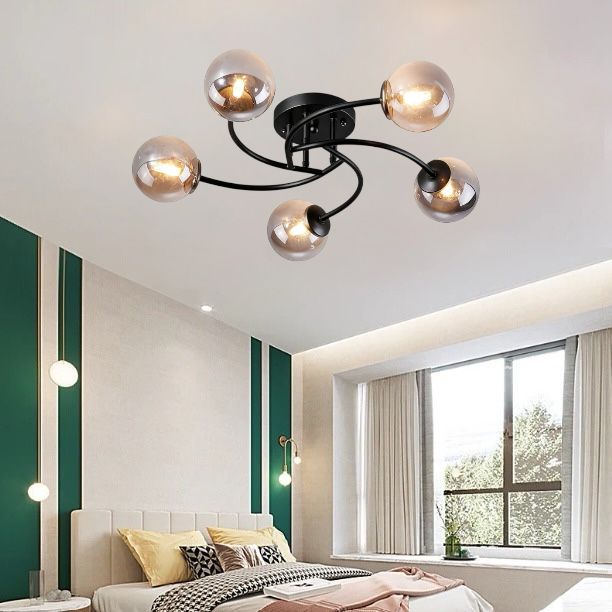 Lustra Abajur Fumuriu RIEVA 5xE27 Black