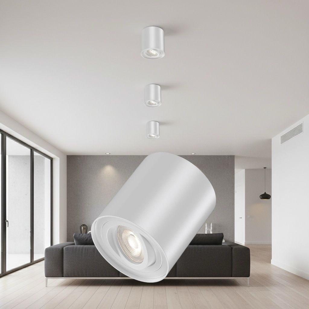 Spot Aplicat Rotund Fascicul Reglabil Alb Dulie GU10 Ø80x100mm