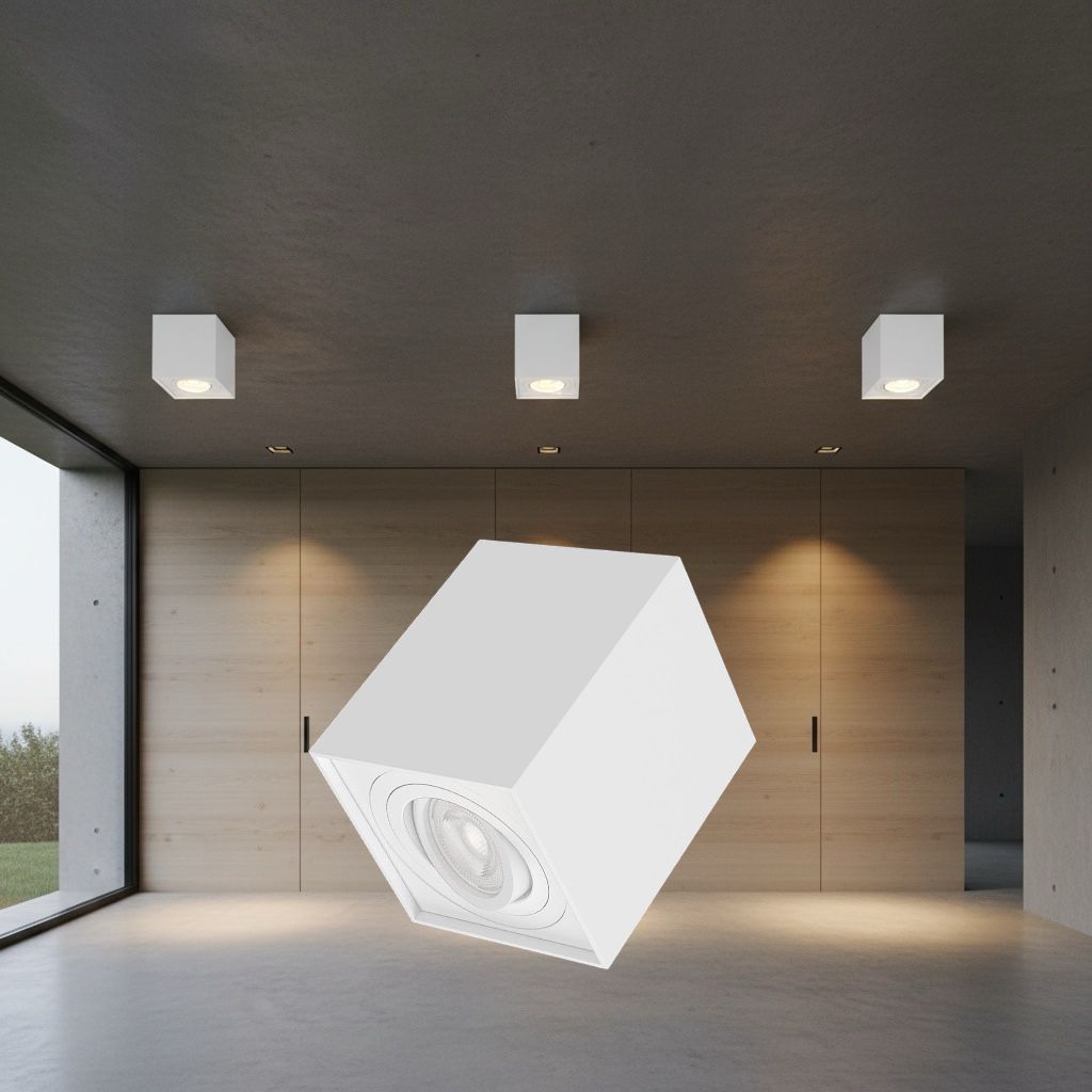 Spot Aplicat Patrat Fascicul Reglabil Alb Dulie GU10 L80xH100mm