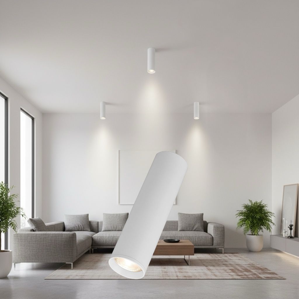 Spot Aplicat Rotund Alb Dulie GU10 Ø55x200mm