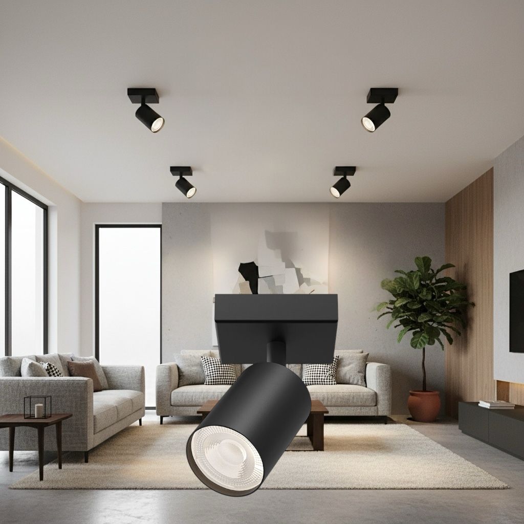 Spot Aplicat Orientabil Rotund Negru Dulie GU10 Ø55x120mm