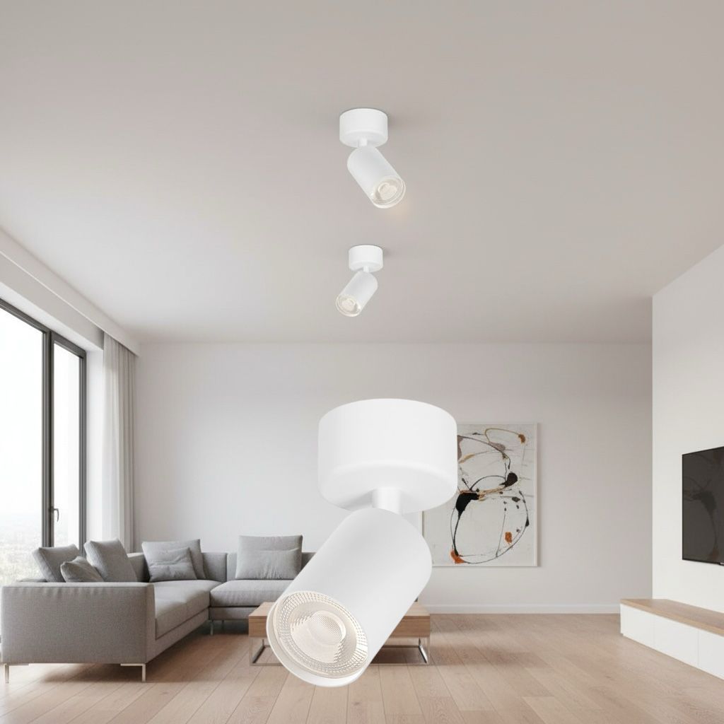 Spot Aplicat Orientabil Rotund Alb Dulie GU10 Ø60x130mm