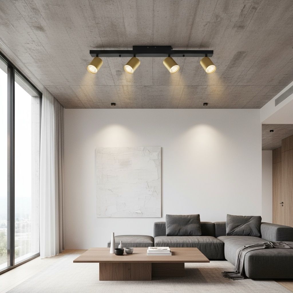 Lustra Negru & Auriu Liniara cu 4 Spoturi Reglabile 4xGU10