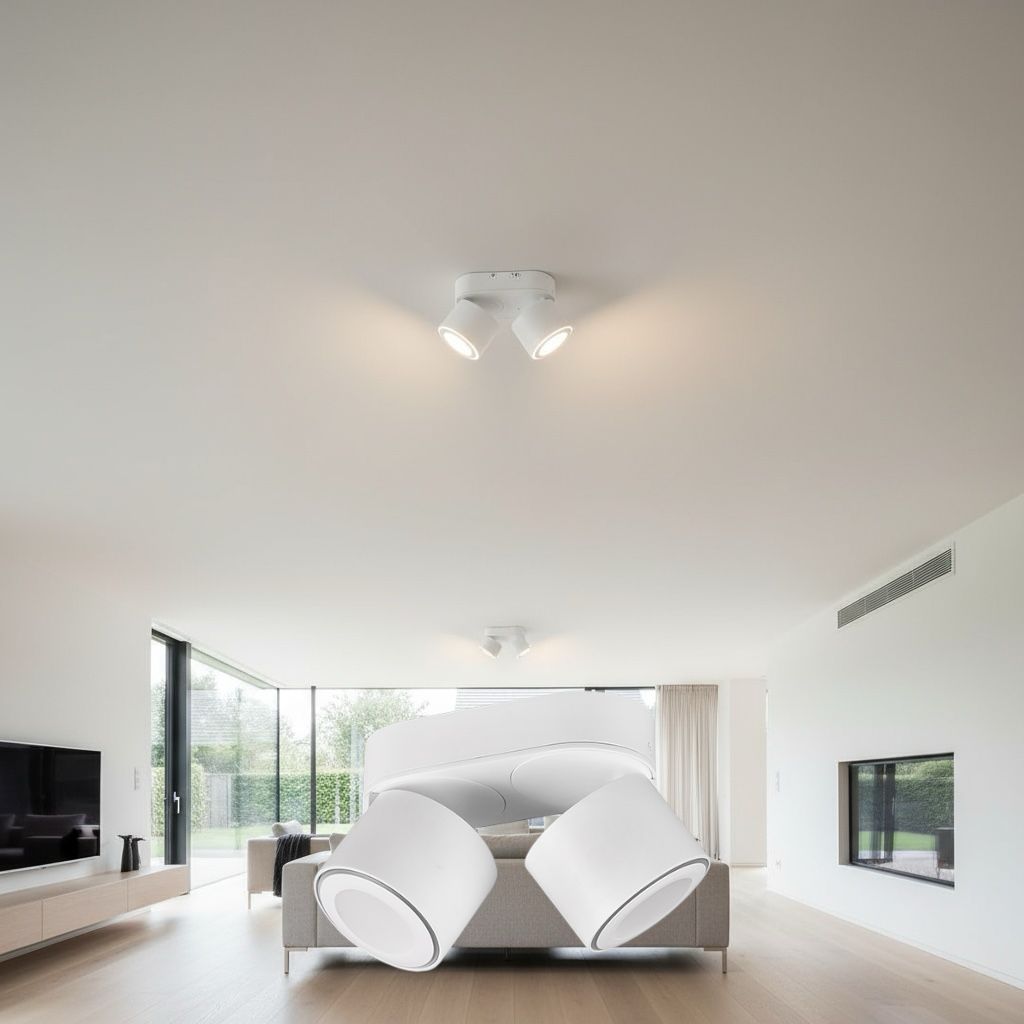 Spot LED Premium Aplicat Orientabil Dreptunghiular 2x450lm Alb 3 Moduri de Iluminare