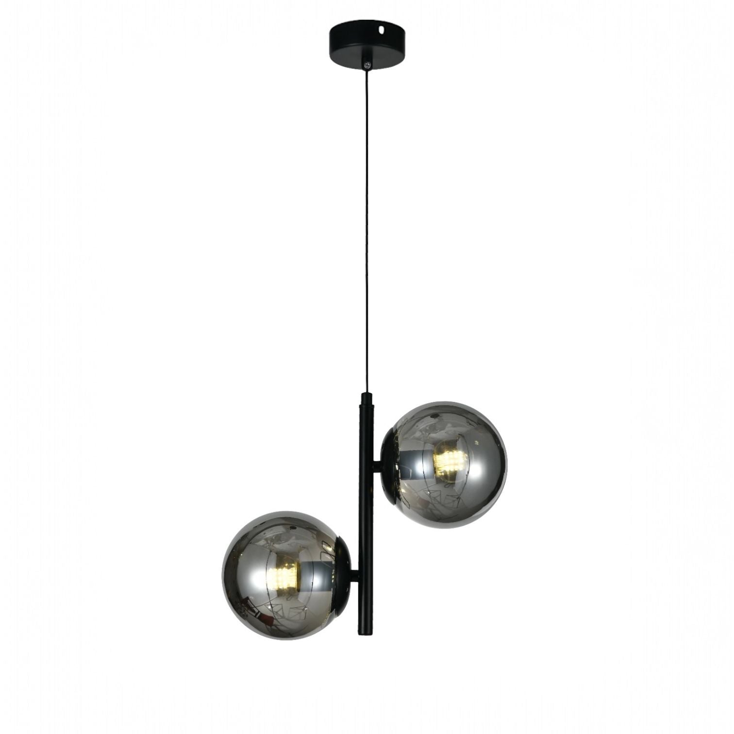 Pendul DIONIS Negru Abajur Fumuriu 2xE27