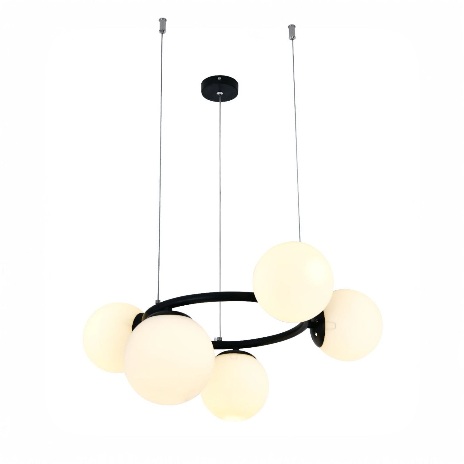 Lustra Suspendata DIONIS Black Abajur Mat 5xE27