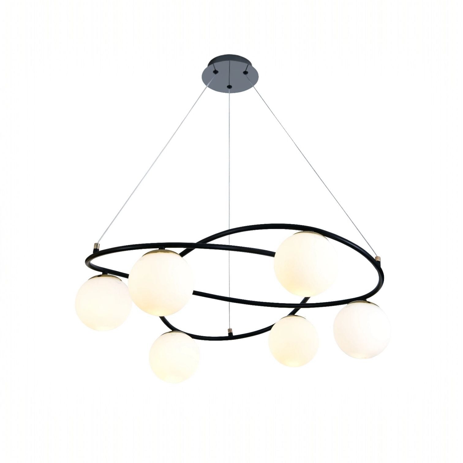 Lustra Suspendata DIONIS Black Abajur Mat 6xE27