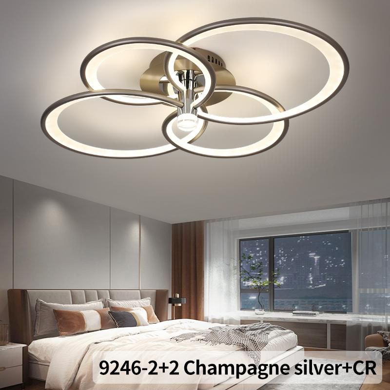 Lustra LED CHAMPAGNE Silver 4 Circles Echivalent 700W Telecomanda
