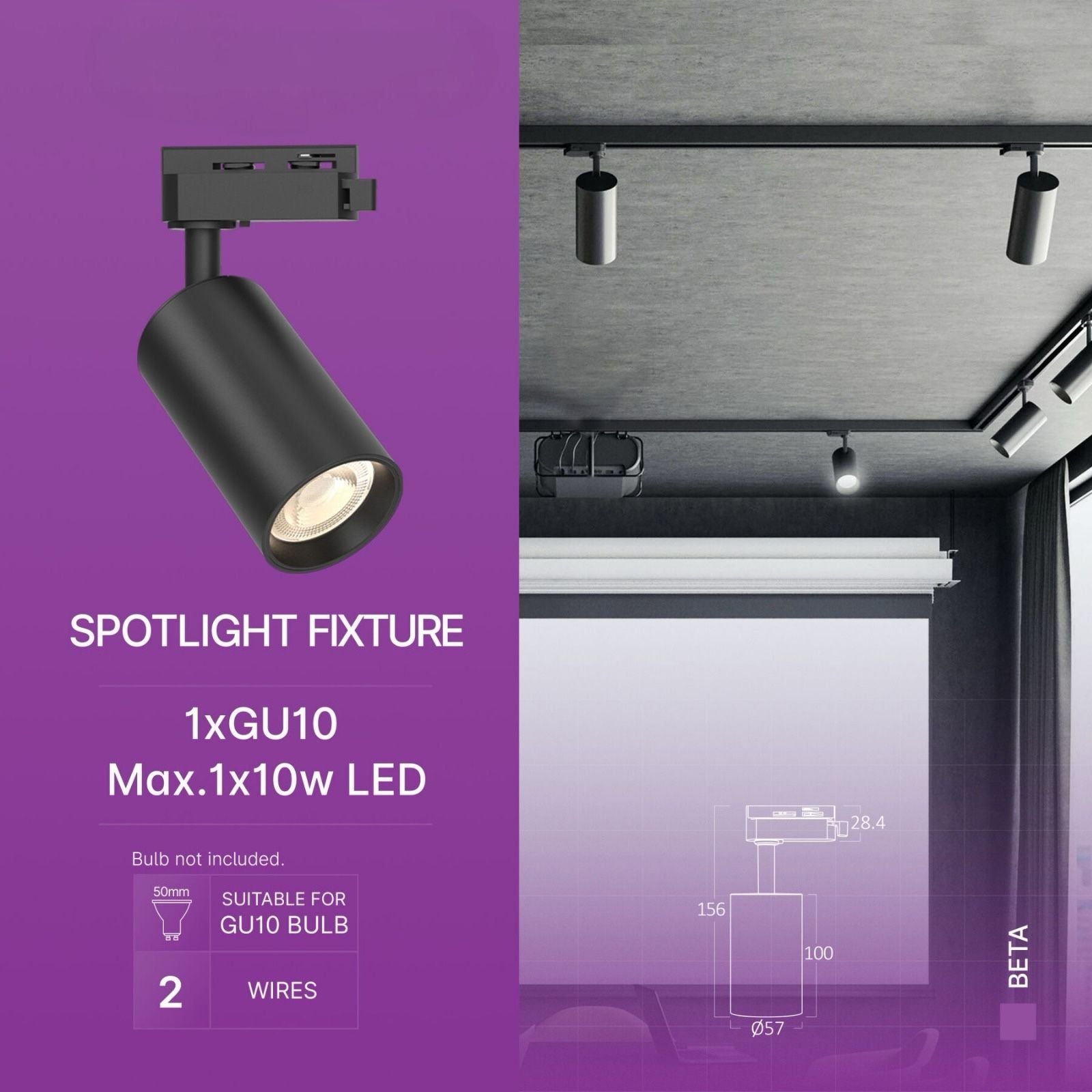 Spot LED Magazin Sina Black Fasung GU10