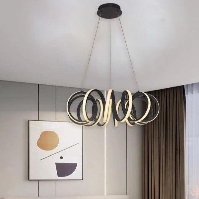 Lustra LED Suspendata POVRA Black Echivalent 300W Telecomanda