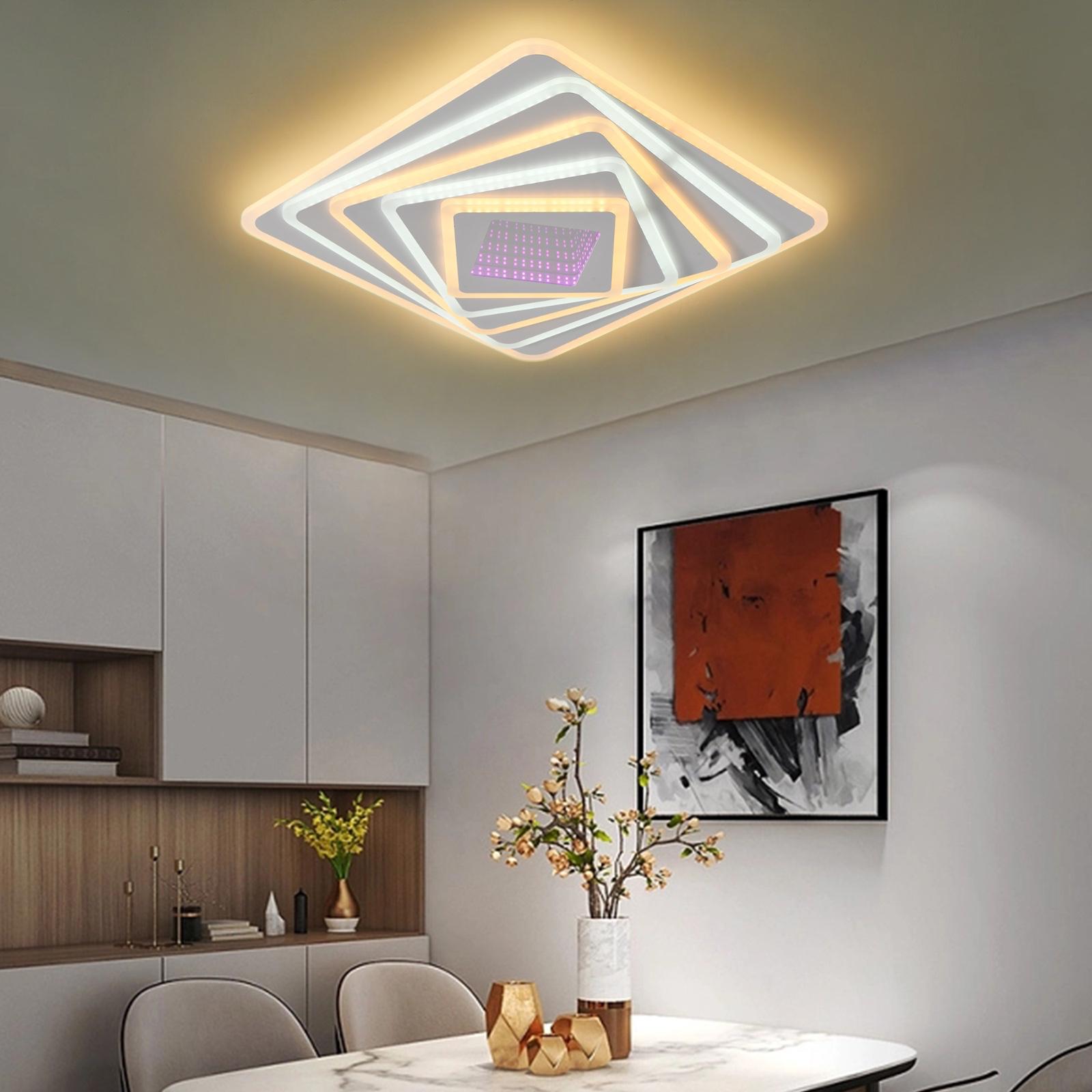 Lustra LED LEVELS 3D RGB Square Echivalent 800W Telecomanda