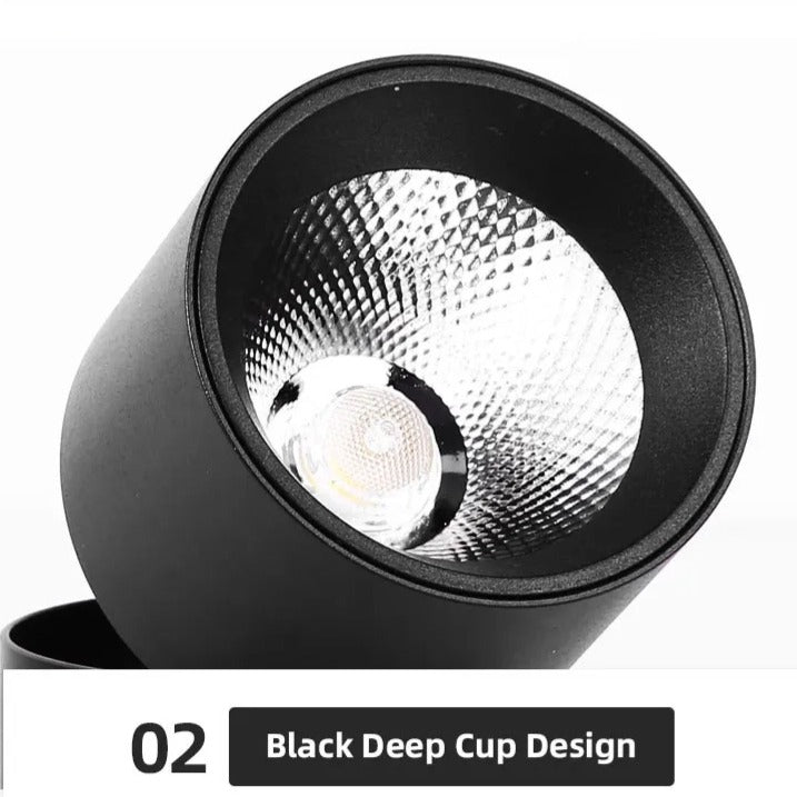 Spot LED Cilindric Aplicat Orientabil Negru 10W Lumina Neutra