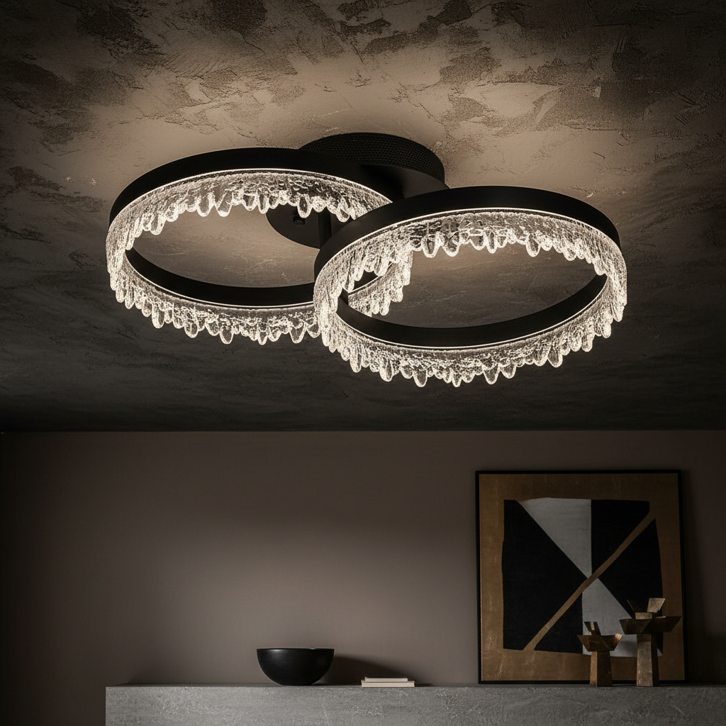 Lustra LED 2 CIRCLE VALS Echivalent 300W Telecomanda