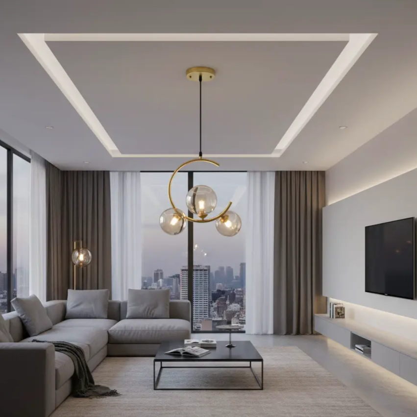 Pendul Nordic Abajur Fumuriu 3xE27 Gold AURIE / NORDIC Lighting Fixtures