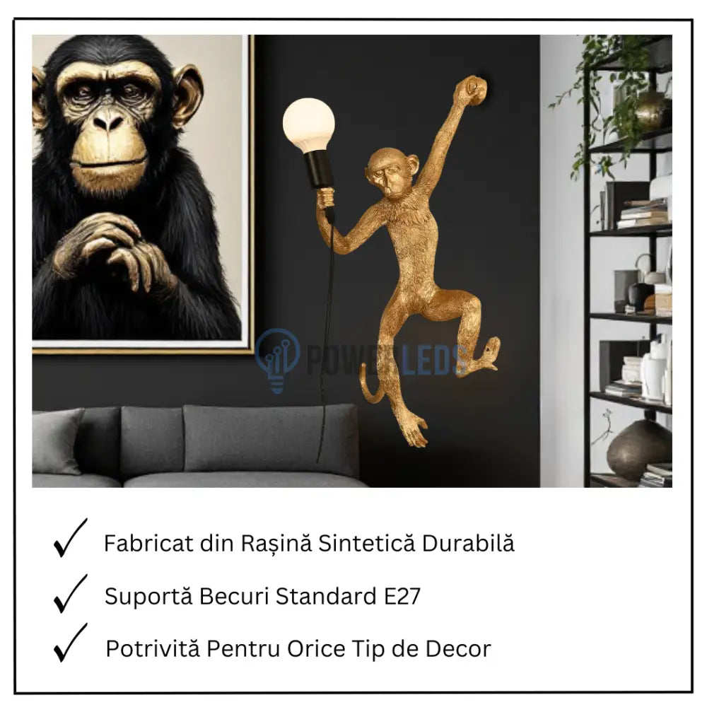Aplica 1x27 Monkey Gold AURIE / APLICA PERETE Wall Light Fixtures