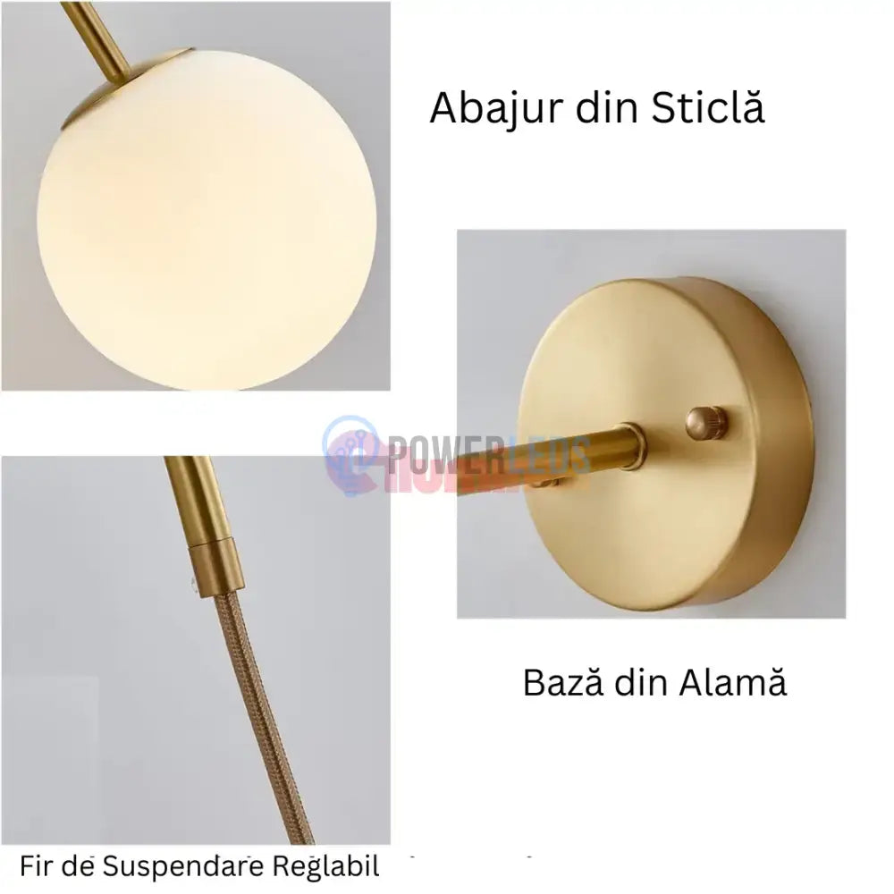 Aplica Ajustabila Slim Nordic Style Gold Abajur Mat powerleds.ro