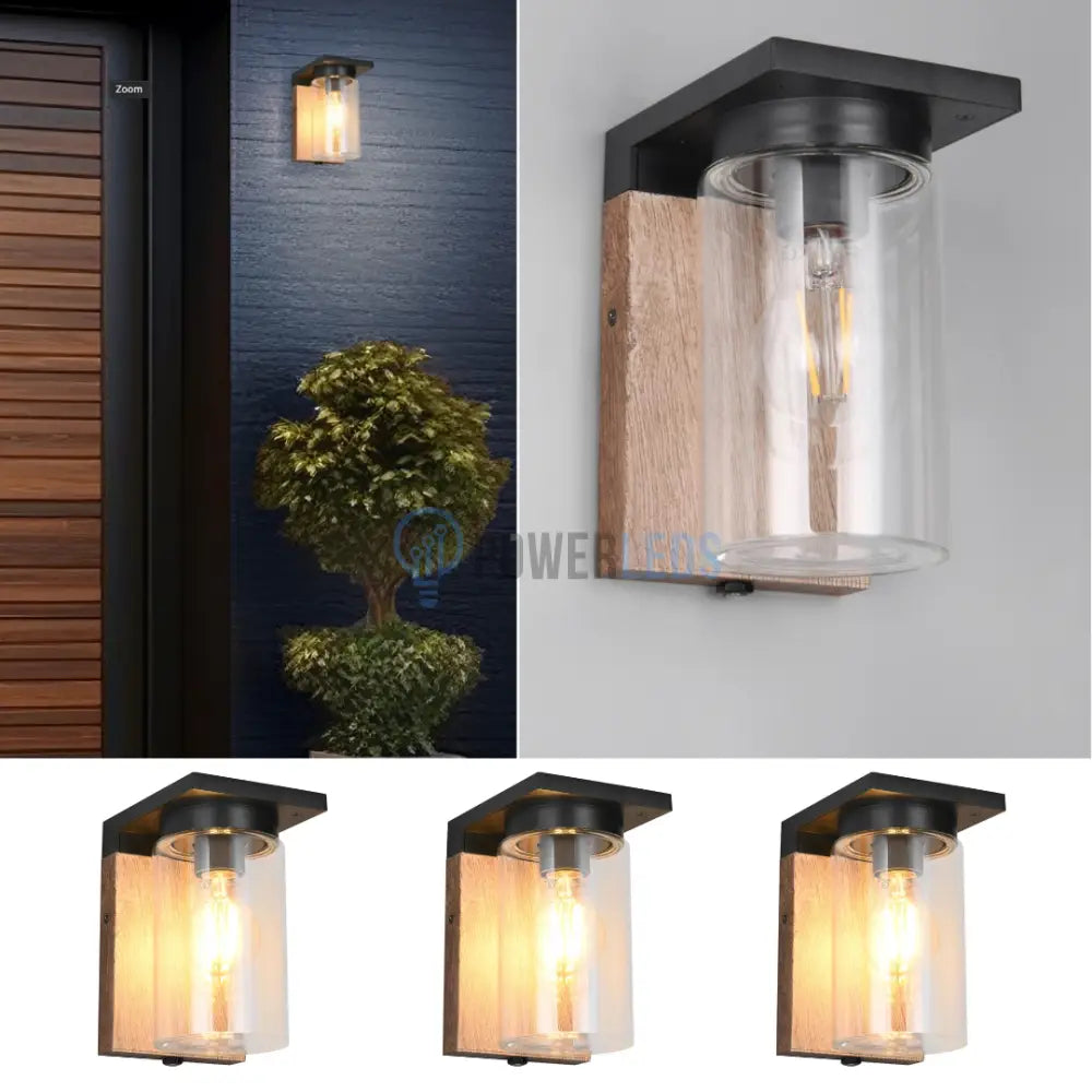 Aplica Exterior 1x27 cu Senzor Finisaj Tip Lemn APLICA PERETE / MARO Wall Light Fixtures