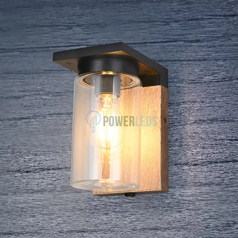 Aplica Exterior 1x27 cu Senzor Finisaj Tip Lemn APLICA PERETE / MARO Wall Light Fixtures