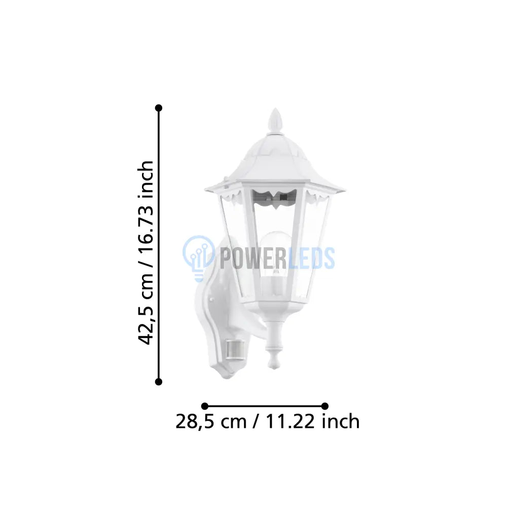 Aplica Exterior Tip Felinar cu Senzor NAVEDO White ALBA / APLICA PERETE Wall Light Fixtures