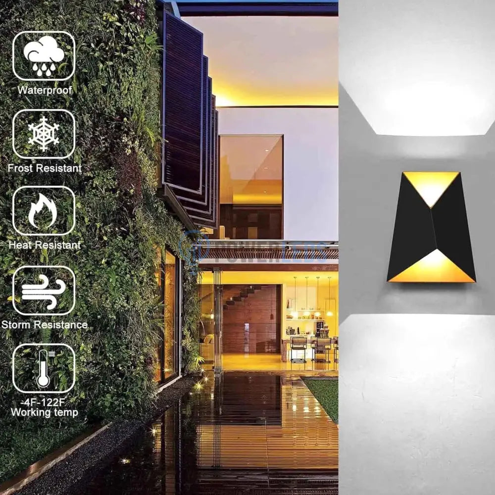 Aplica Led 10W Exterior Prisma Neagra Fy-666A/Bk + Gd Wall Light Fixtures