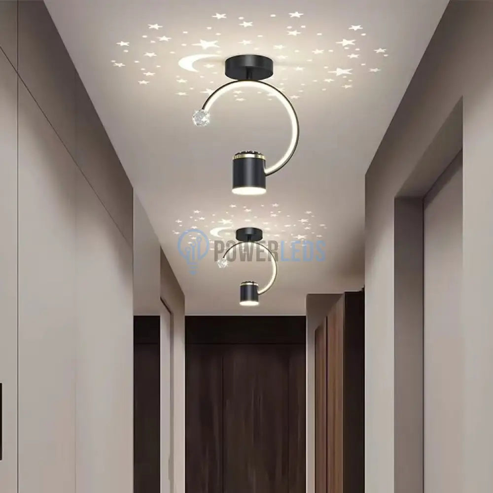 Aplica Led 28W New Design Proiectie Stelute Pe Tavan Neagra / Minimalist Design Aplica Perete Tavan