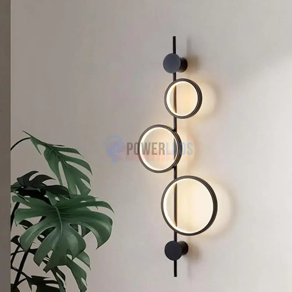 Aplica LED 40W TRIPLE ROUND BLACK 3 Functii APLICA PERETE / CIRCLE DESIGN / NEAGRA Wall Light Fixtures