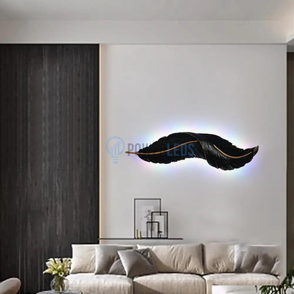 Aplica Led Black Luxury Feather 25W 63Cm Wall Light Fixtures