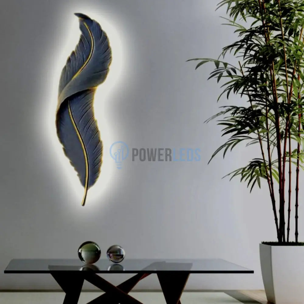 Aplica Led Black Luxury Feather 25W 63Cm Wall Light Fixtures