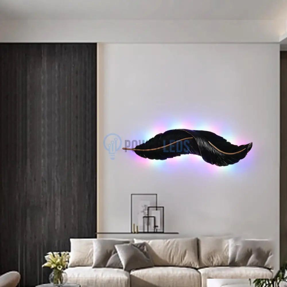 Aplica Led Black Luxury Feather 25W 63Cm Wall Light Fixtures