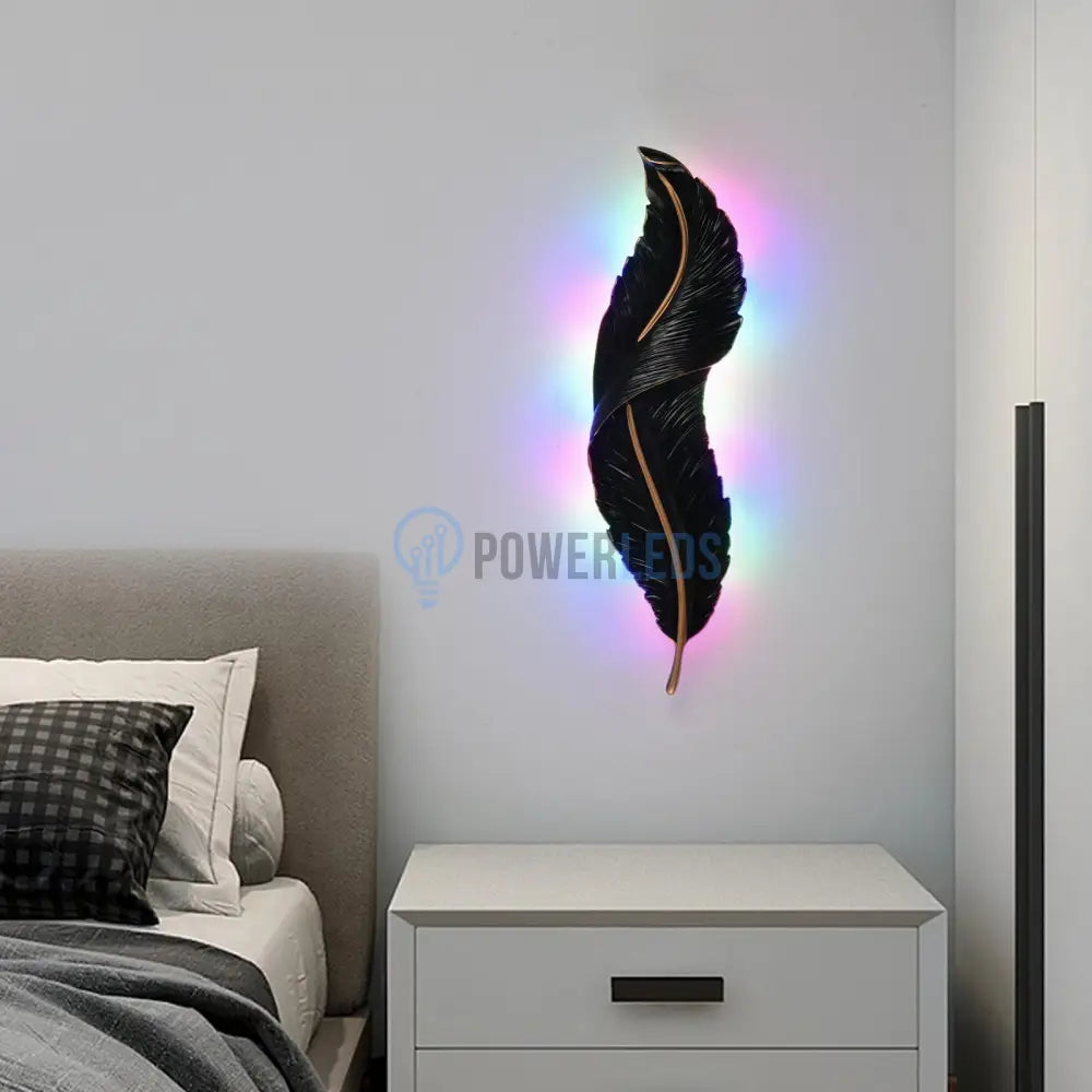 Aplica Led Black Luxury Feather Xxl 40W 90Cm Wall Light Fixtures