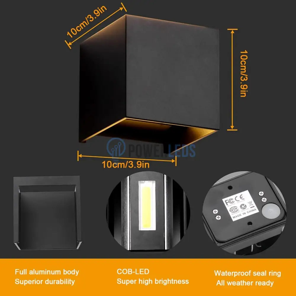 Aplica Led 10W Cube Exterior Neagra Fascicul Reglabil Wall Light Fixtures