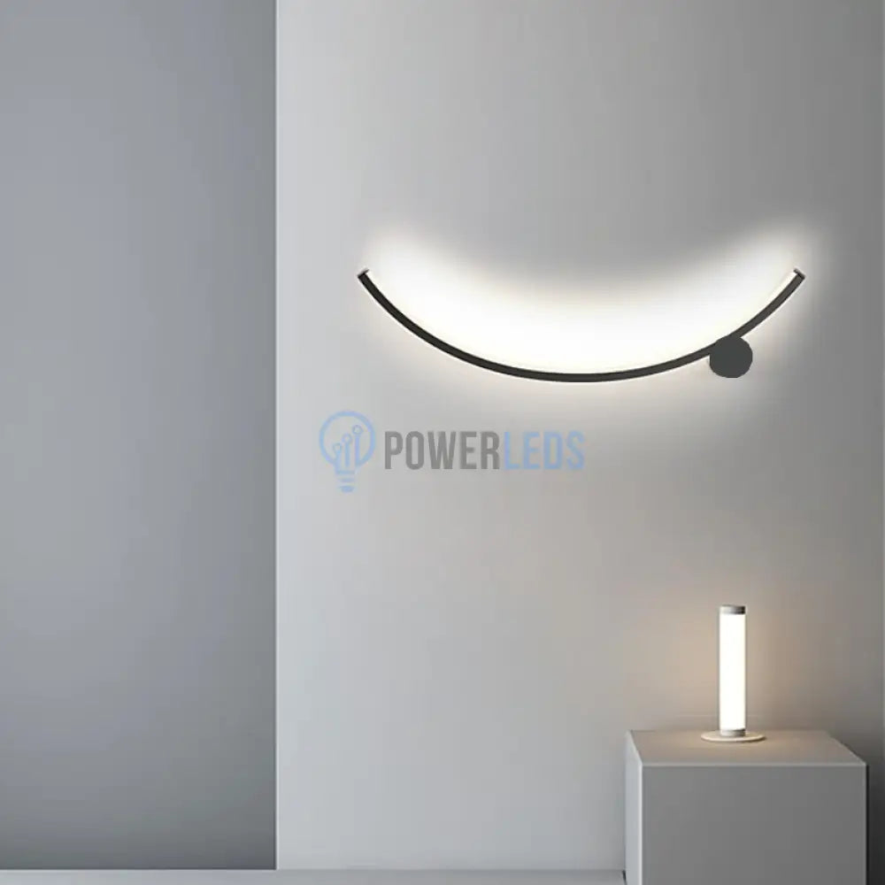 Aplica Led Curved Line 36W 60Cm Aplica Perete / Tavan Minimalist Design Neagra Wall Light Fixtures