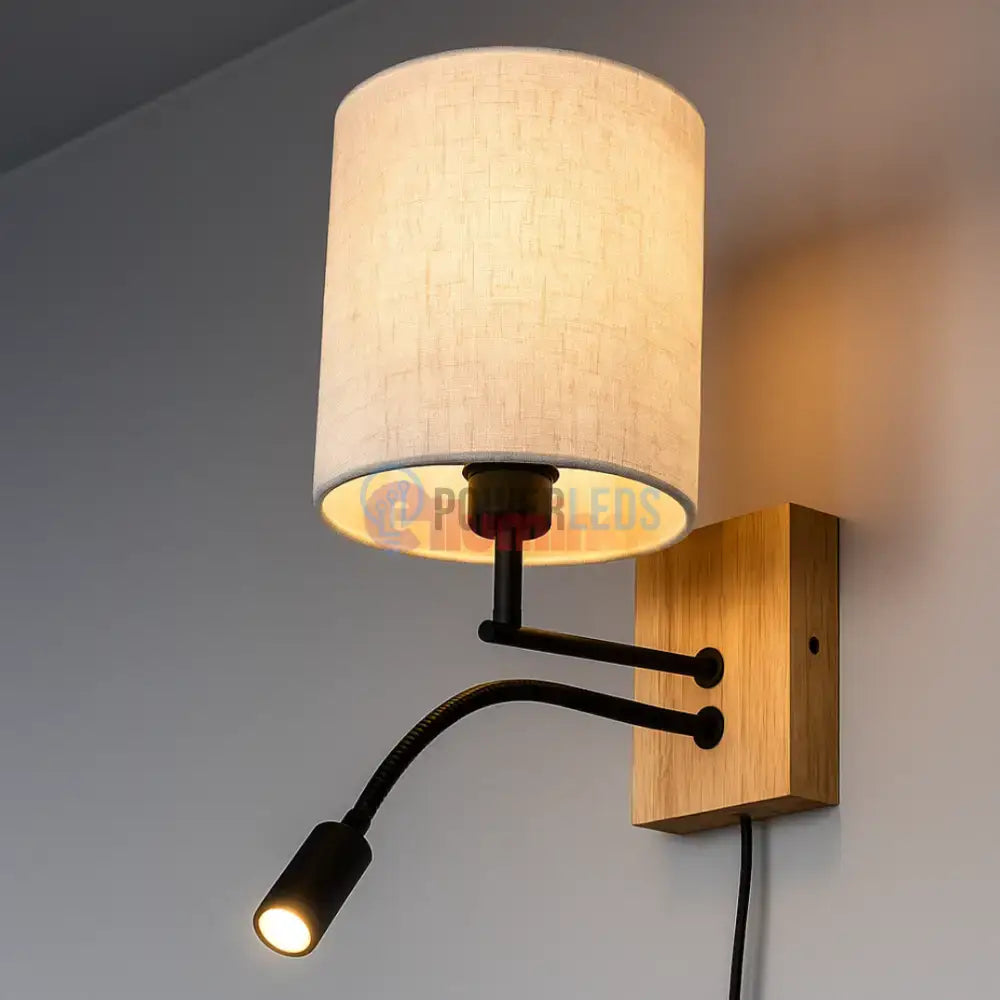 Aplica 1x E27 si LED NILAM Wood powerleds.ro