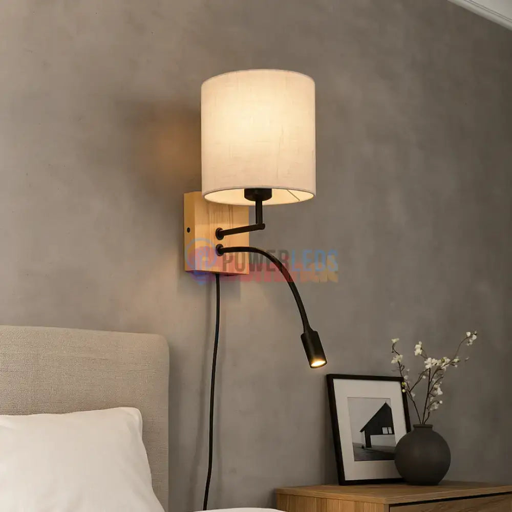 Aplica 1x E27 si LED NILAM Wood powerleds.ro