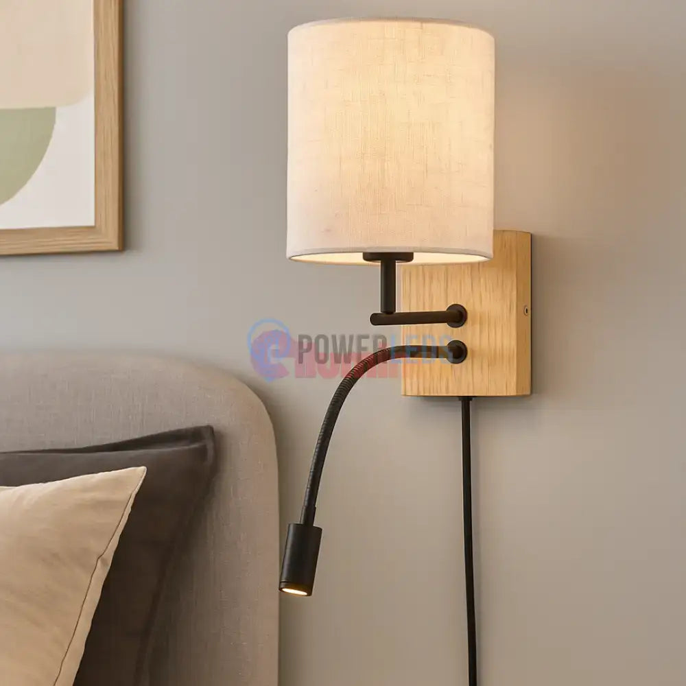 Aplica 1x E27 si LED NILAM Wood powerleds.ro