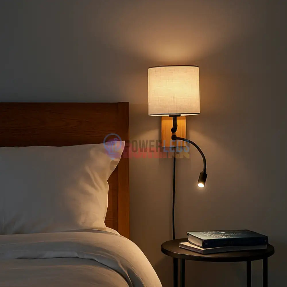 Aplica 1x E27 si LED NILAM Wood powerleds.ro
