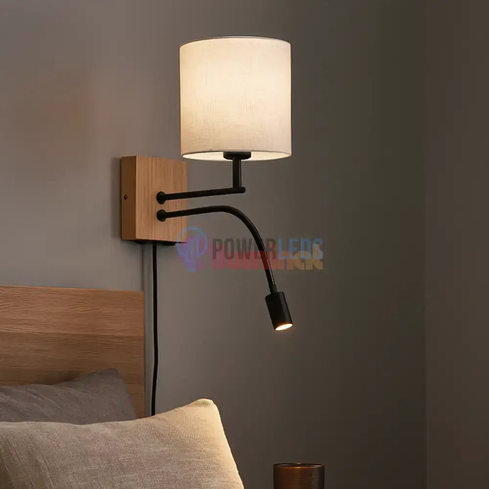 Aplica 1x E27 si LED NILAM Wood powerleds.ro